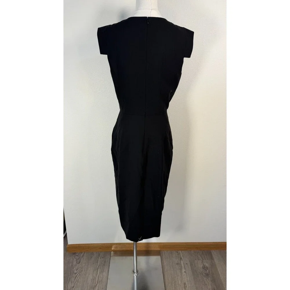 J.Crew Black Wool Sheath Dress Women's 8T Tall Career Office Midi